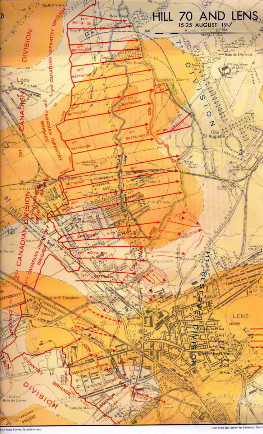map of the Attack on Hill 70